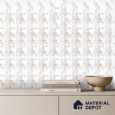 Ivory Pearl Marble Look PN 06086 9.5 ft x 4.6 inch Charcoal Panel - 8 mm | Suitable for Feature Wall, TV Unit & Living Room | Width is Subjected to 5% Variation