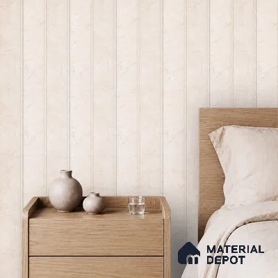 Almond Cream Marble Look PN 07064 9.5 ft x 9.8 inch Charcoal Panel - 10 mm | Suitable for Feature Wall, TV Unit & Living Room | Width is Subjected to 5% Variation