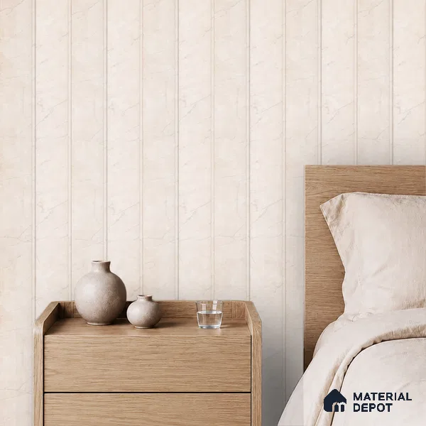 Almond Cream Marble Look PN 07064 9.5 ft x 9.8 inch Charcoal Panel - 10 mm | Suitable for Feature Wall, TV Unit & Living Room | Width is Subjected to 5% Variation
