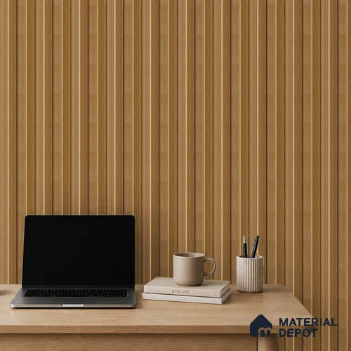 Brown Wooden Louver PN 05270 8 ft x 4.7 inch Charcoal Panel - 12 mm | Suitable for Feature Wall, TV Unit & Living Room | Width is Subjected to 5% Variation
