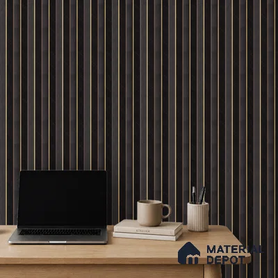 Black Wooden Louver PN 05271 8 ft x 4.7 inch Charcoal Panel - 12 mm | Suitable for Feature Wall, TV Unit & Living Room | Width is Subjected to 5% Variation