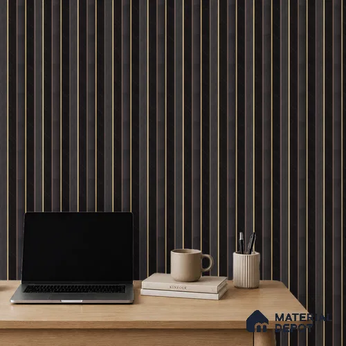 Black Wooden Louver PN 05271 8 ft x 4.7 inch Charcoal Panel - 12 mm | Suitable for Feature Wall, TV Unit & Living Room | Width is Subjected to 5% Variation