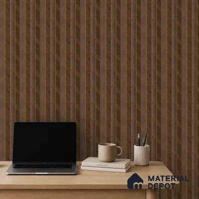 Brown Wooden Louver PN 05272 8 ft x 4.7 inch Charcoal Panel - 12 mm | Suitable for Feature Wall, TV Unit & Living Room | Width is Subjected to 5% Variation