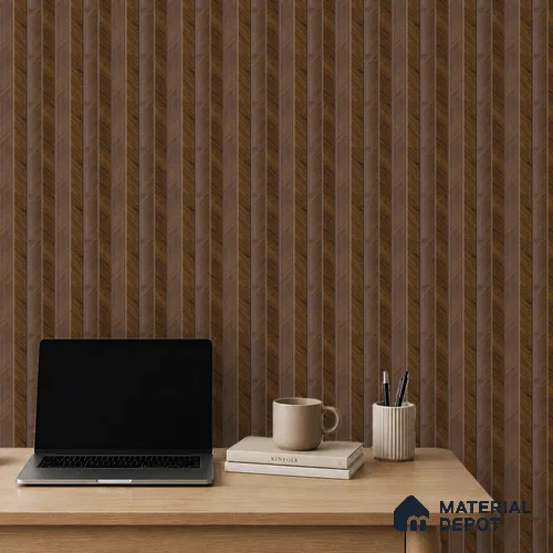 Brown Wooden Louver PN 05272 8 ft x 4.7 inch Charcoal Panel - 12 mm | Suitable for Feature Wall, TV Unit & Living Room | Width is Subjected to 5% Variation