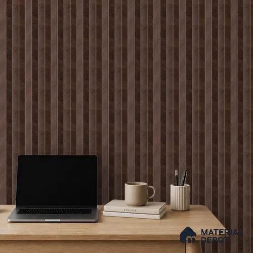 Brown Wooden Louver PN 05273 8 ft x 4.7 inch Charcoal Panel - 12 mm | Suitable for Feature Wall, TV Unit & Living Room | Width is Subjected to 5% Variation