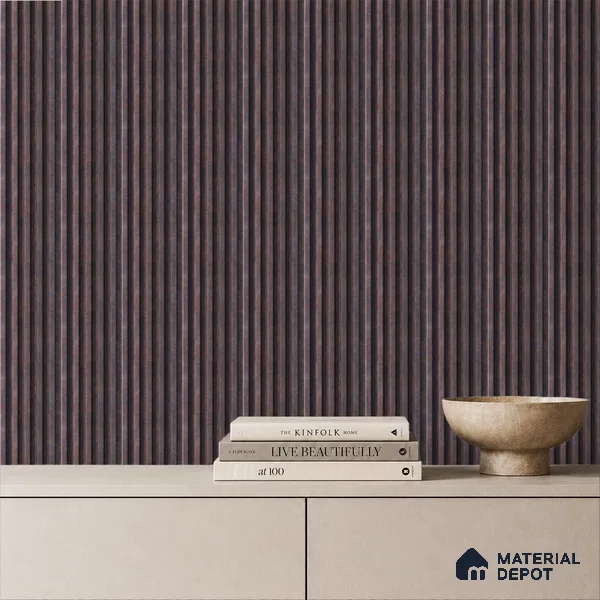 Wenge Stone Louver PN 05285 8 ft x 4.8 inch Charcoal Panel - 12 mm | Suitable for Feature Wall, TV Unit & Living Room | Width is Subjected to 5% Variation