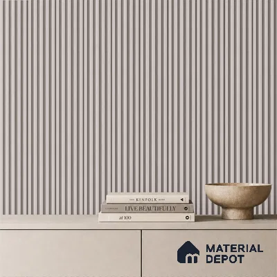 Cream Plain Colour Louver PN 05287 8 ft x 4.8 inch Charcoal Panel - 12 mm | Suitable for Feature Wall, TV Unit & Living Room | Width is Subjected to 5% Variation