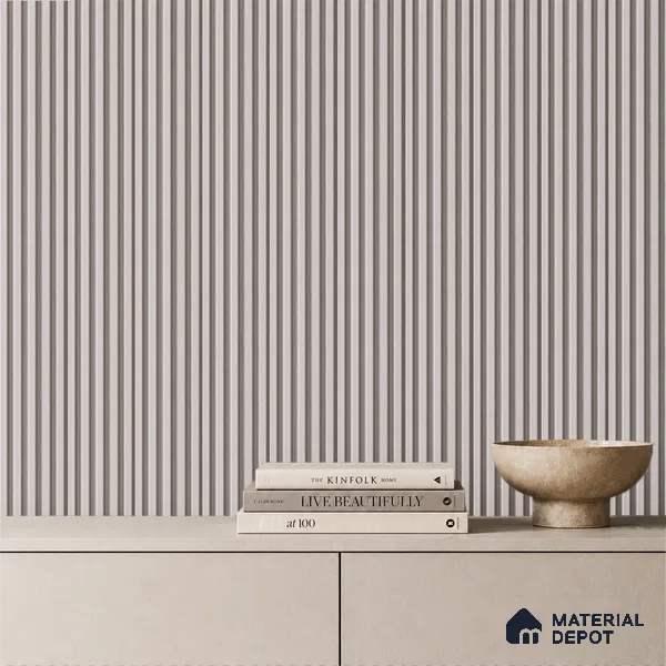 Cream Plain Colour Louver PN 05287 8 ft x 4.8 inch Charcoal Panel - 12 mm | Suitable for Feature Wall, TV Unit & Living Room | Width is Subjected to 5% Variation