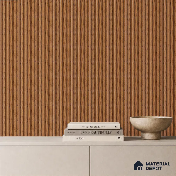Brown Wooden Louver PN 05288 8 ft x 4.8 inch Charcoal Panel - 12 mm | Suitable for Feature Wall, TV Unit & Living Room | Width is Subjected to 5% Variation