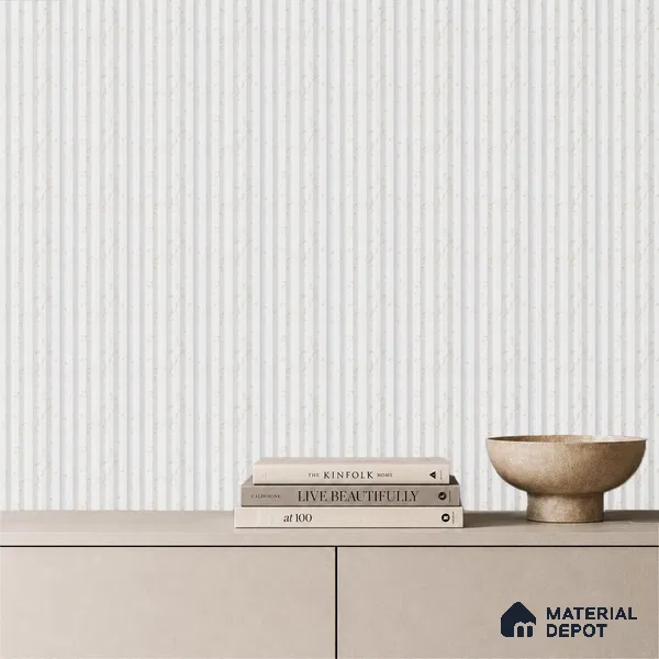 White Marble Louver PN 05292 8 ft x 4.8 inch Charcoal Panel - 12 mm | Suitable for Feature Wall, TV Unit & Living Room | Width is Subjected to 5% Variation