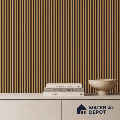 Brown Wooden Louver PN 05293 8 ft x 4.8 inch Charcoal Panel - 12 mm | Suitable for Feature Wall, TV Unit & Living Room | Width is Subjected to 5% Variation