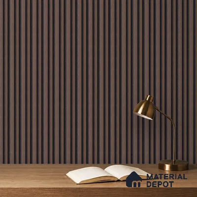 Brown Wooden Louver PN 05304 8 ft x 4.9 inch Charcoal Panel - 12 mm | Suitable for Feature Wall, TV Unit & Living Room | Width is Subjected to 5% Variation