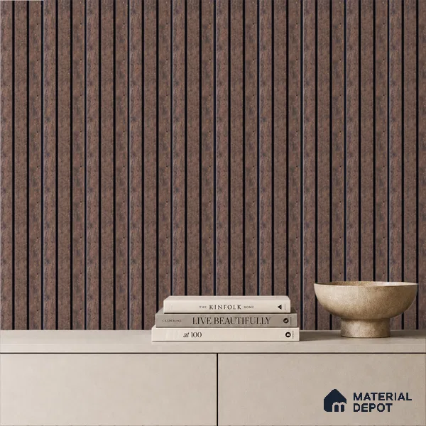 Brown Stone Louver PN 05306 8 ft x 4.8 inch Charcoal Panel - 12 mm | Suitable for Feature Wall, TV Unit & Living Room | Width is Subjected to 5% Variation