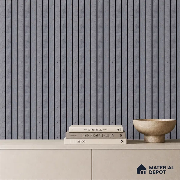 Grey Stone Louver PN 05307 8 ft x 4.8 inch Charcoal Panel - 12 mm | Suitable for Feature Wall, TV Unit & Living Room | Width is Subjected to 5% Variation