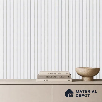 White Plain Colour Louver PN 05310 8 ft x 4.8 inch Charcoal Panel - 12 mm | Suitable for Feature Wall, TV Unit & Living Room | Width is Subjected to 5% Variation
