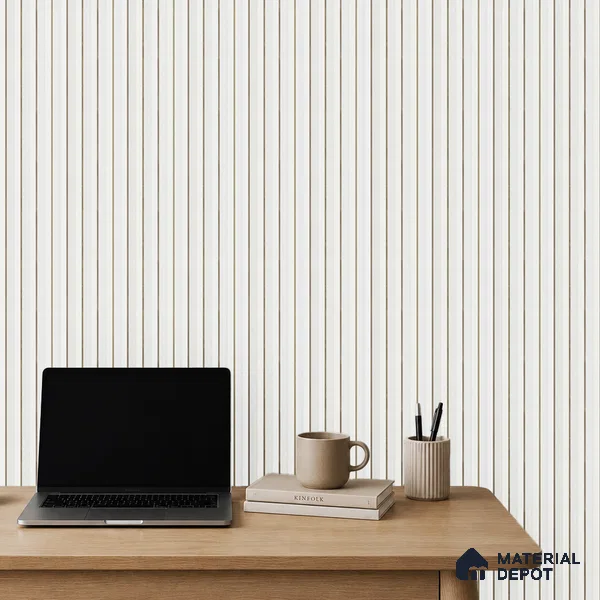 White Plain Colour Louver PN 05312 8 ft x 4.7 inch Charcoal Panel - 12 mm | Suitable for Feature Wall, TV Unit & Living Room | Width is Subjected to 5% Variation