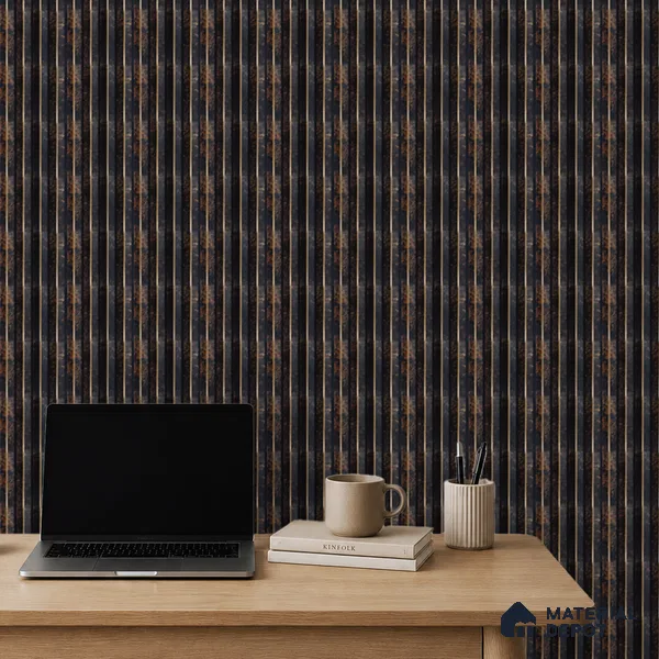 Wenge Marble Louver PN 05313 8 ft x 4.7 inch Charcoal Panel - 12 mm | Suitable for Feature Wall, TV Unit & Living Room | Width is Subjected to 5% Variation