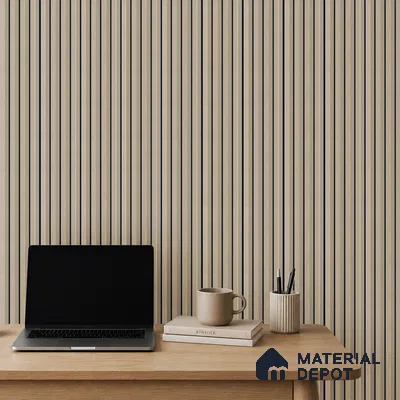 Beige Plain Colour Louver PN 05315 8 ft x 4.7 inch Charcoal Panel - 12 mm | Suitable for Feature Wall, TV Unit & Living Room | Width is Subjected to 5% Variation