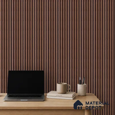 Brown Wooden Louver PN 05317 8 ft x 4.7 inch Charcoal Panel - 12 mm | Suitable for Feature Wall, TV Unit & Living Room | Width is Subjected to 5% Variation