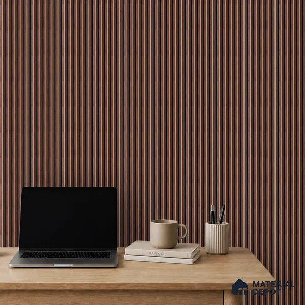 Brown Wooden Louver PN 05317 8 ft x 4.7 inch Charcoal Panel - 12 mm | Suitable for Feature Wall, TV Unit & Living Room | Width is Subjected to 5% Variation