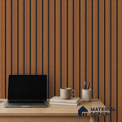 Brown Wooden Louver PN 05318 8 ft x 4.7 inch Charcoal Panel - 12 mm | Suitable for Feature Wall, TV Unit & Living Room | Width is Subjected to 5% Variation