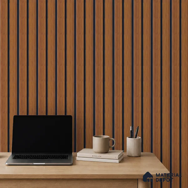 Brown Wooden Louver PN 05318 8 ft x 4.7 inch Charcoal Panel - 12 mm | Suitable for Feature Wall, TV Unit & Living Room | Width is Subjected to 5% Variation