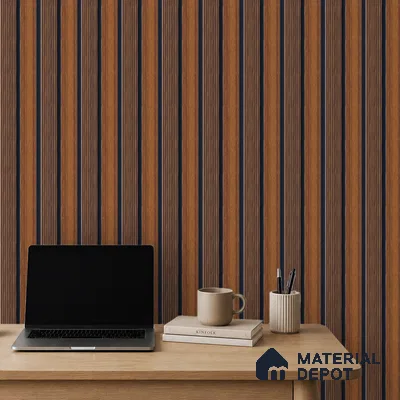 Brown Wooden Louver PN 05319 8 ft x 4.7 inch Charcoal Panel - 12 mm | Suitable for Feature Wall, TV Unit & Living Room | Width is Subjected to 5% Variation