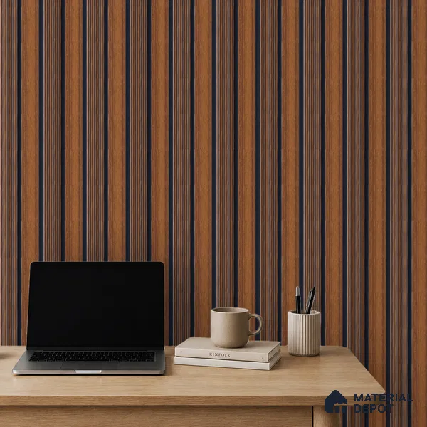 Brown Wooden Louver PN 05319 8 ft x 4.7 inch Charcoal Panel - 12 mm | Suitable for Feature Wall, TV Unit & Living Room | Width is Subjected to 5% Variation