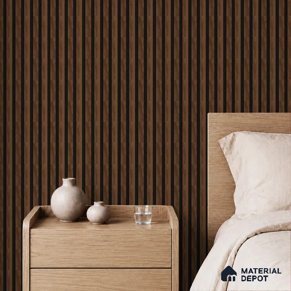 Brown Wooden Louver PN 05462 8 ft x 5 inch Charcoal Panel - 11 mm | Suitable for Feature Wall, TV Unit & Living Room | Width is Subjected to 5% Variation