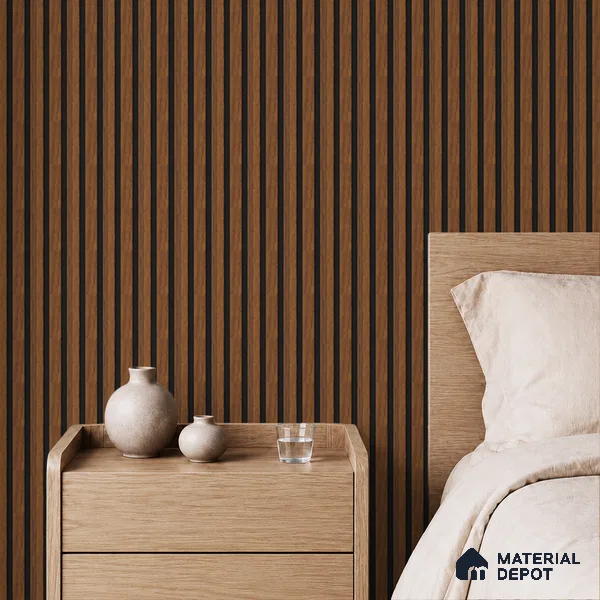 Brown Wooden Louver PN 05463 8 ft x 5 inch Charcoal Panel - 11 mm | Suitable for Feature Wall, TV Unit & Living Room | Width is Subjected to 5% Variation