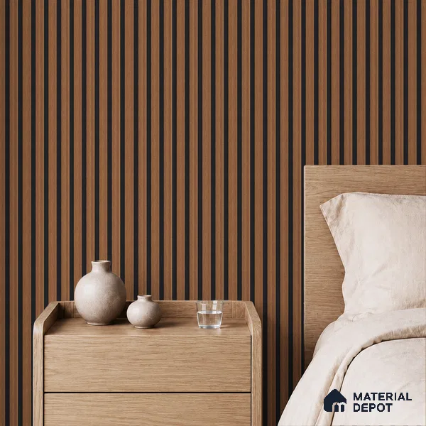 Brown Wooden Louver PN 05464 8 ft x 5 inch Charcoal Panel - 11 mm | Suitable for Feature Wall, TV Unit & Living Room | Width is Subjected to 5% Variation