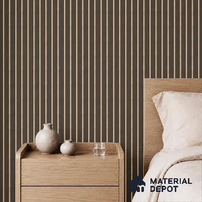 Brown Leather Louver PN 05465 8 ft x 5 inch Charcoal Panel - 11 mm | Suitable for Feature Wall, TV Unit & Living Room | Width is Subjected to 5% Variation