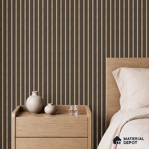 Brown Leather Louver PN 05465 8 ft x 5 inch Charcoal Panel - 11 mm | Suitable for Feature Wall, TV Unit & Living Room | Width is Subjected to 5% Variation