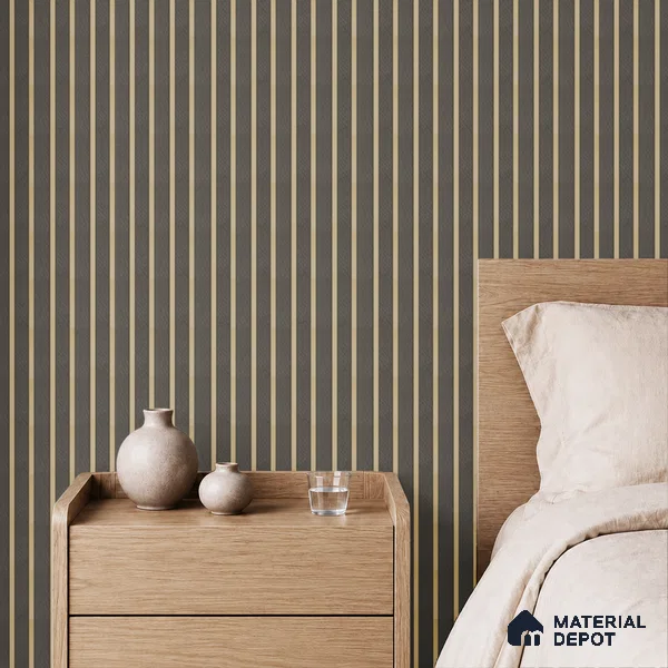 Brown Leather Louver PN 05466 8 ft x 5 inch Charcoal Panel - 11 mm | Suitable for Feature Wall, TV Unit & Living Room | Width is Subjected to 5% Variation