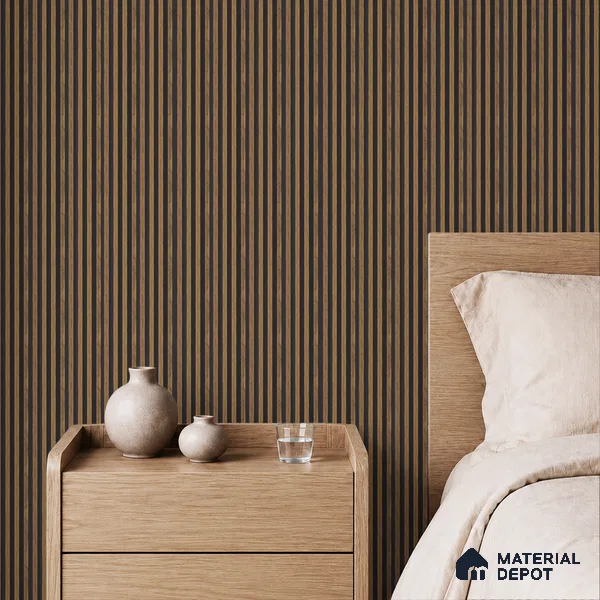 Brown Wooden Louver PN 05471 8 ft x 5 inch Charcoal Panel - 11 mm | Suitable for Feature Wall, TV Unit & Living Room | Width is Subjected to 5% Variation