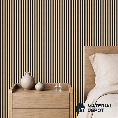 Beige Wooden Louver PN 05472 8 ft x 5 inch Charcoal Panel - 11 mm | Suitable for Feature Wall, TV Unit & Living Room | Width is Subjected to 5% Variation