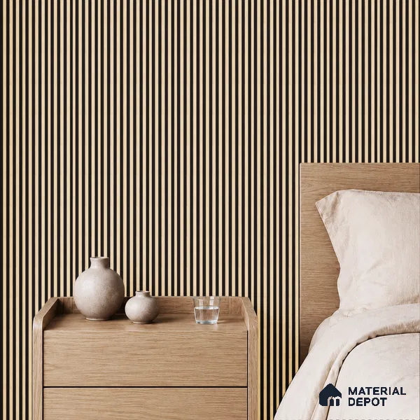 Beige Wooden Louver PN 05472 8 ft x 5 inch Charcoal Panel - 11 mm | Suitable for Feature Wall, TV Unit & Living Room | Width is Subjected to 5% Variation