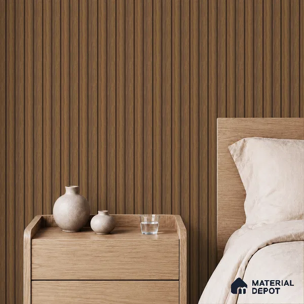 Brown Wooden Louver PN 05481 8 ft x 5 inch Charcoal Panel - 11 mm | Suitable for Feature Wall, TV Unit & Living Room | Width is Subjected to 5% Variation