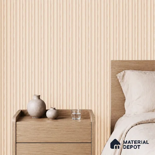 Beige Wooden Louver PN 05488 8 ft x 5 inch Charcoal Panel - 11 mm | Suitable for Feature Wall, TV Unit & Living Room | Width is Subjected to 5% Variation