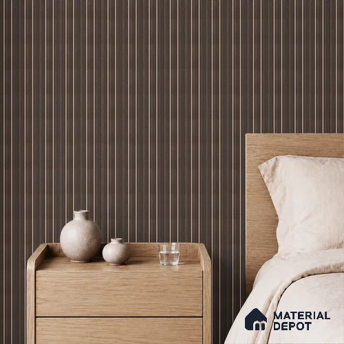 Brown Leather Louver PN 05504 8 ft x 5 inch Charcoal Panel - 11 mm | Suitable for Feature Wall, TV Unit & Living Room | Width is Subjected to 5% Variation