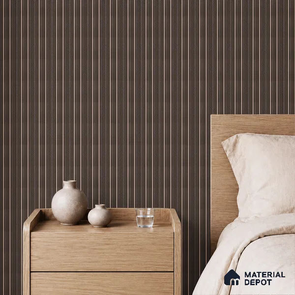 Brown Leather Louver PN 05504 8 ft x 5 inch Charcoal Panel - 11 mm | Suitable for Feature Wall, TV Unit & Living Room | Width is Subjected to 5% Variation