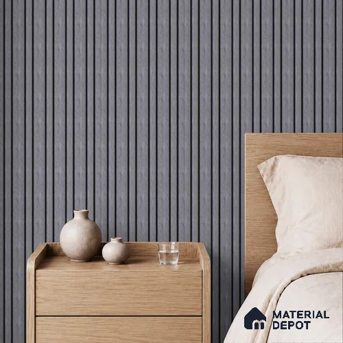 Grey Stone Louver PN 05505 8 ft x 5 inch Charcoal Panel - 11 mm | Suitable for Feature Wall, TV Unit & Living Room | Width is Subjected to 5% Variation