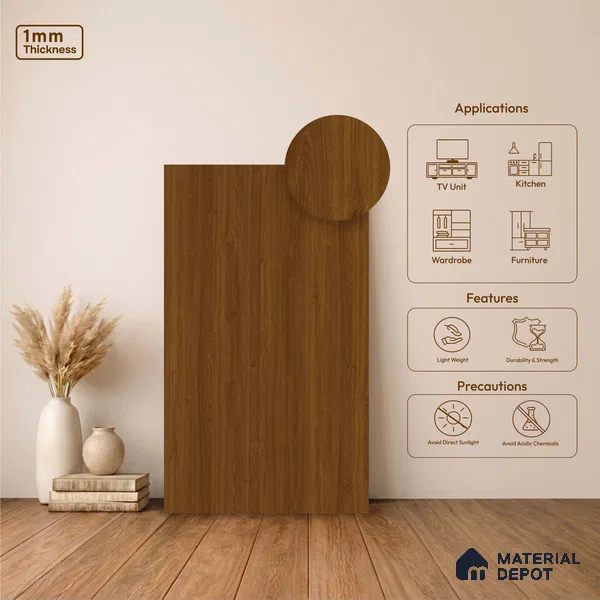 Wooden Look LM 23465 (AR 01 7538) Golden Sands 8 ft x 4 ft Alder Ridge Finish Decorative Laminate - 1 mm | Suitable for TV Unit, Wardrobe, Kitchen Cabinets