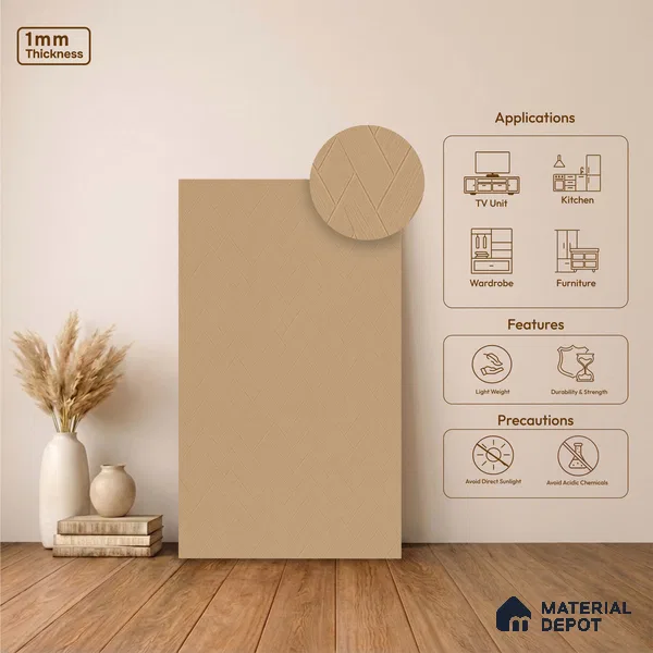 Patterned Look LM 23466 Golden Melon 8 ft x 4 ft Aged Wood Finish Decorative Laminate - 1 mm | Suitable for TV Unit, Wardrobe, Kitchen Cabinets