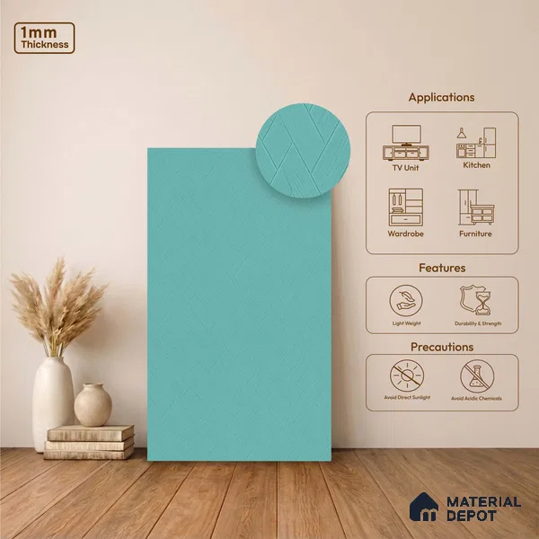 Patterned Look LM 23469 (AW 38 430) Sky Blue 8 ft x 4 ft Aged Wood Finish Decorative Laminate - 1 mm | Suitable for TV Unit, Wardrobe, Kitchen Cabinets