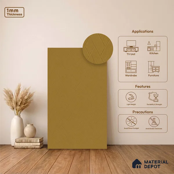 Patterned Look LM 23470 Lemon Zest 8 ft x 4 ft Aged Wood Finish Decorative Laminate - 1 mm | Suitable for TV Unit, Wardrobe, Kitchen Cabinets