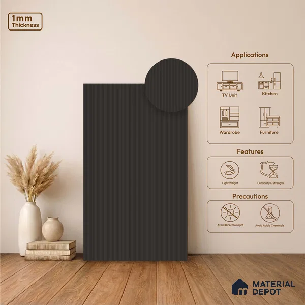 Fluted Solid Color Look LM 23472 (MF 404) Peach Royale 8 ft x 4 ft Micro Fluted Finish Decorative Laminate - 1 mm | Suitable for TV Unit, Wardrobe, Kitchen Cabinets