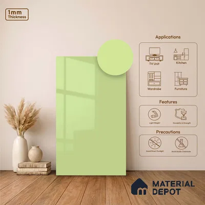 LM 23482 (HG 429) Pastel Yellow 8 ft x 4 ft High Gloss Finish Decorative Laminate - 1 mm | Suitable for Living Room, Kitchen, Office