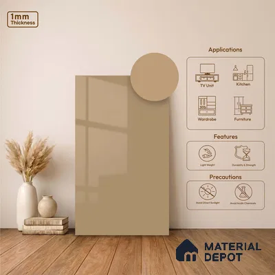 LM 23485 (HG 427) Golden Melon 8 ft x 4 ft High Gloss Finish Decorative Laminate - 1 mm | Suitable for Living Room, Kitchen, Office