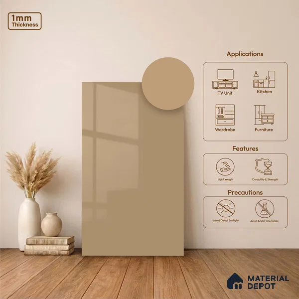 LM 23485 (HG 427) Golden Melon 8 ft x 4 ft High Gloss Finish Decorative Laminate - 1 mm | Suitable for Living Room, Kitchen, Office